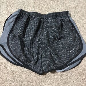 Nike Women's Striped Black and Gray Athletic Shorts